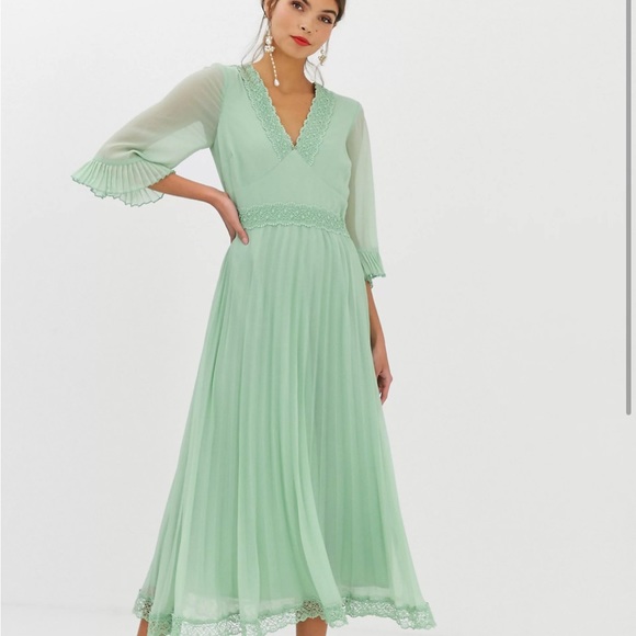 ASOS | Dresses | Asos Design Pleated Midi Dress With Lace Inserts | Poshmark ASOS | Dresses | Asos Design Pleated Midi Dress With Lace Inserts | Poshmark